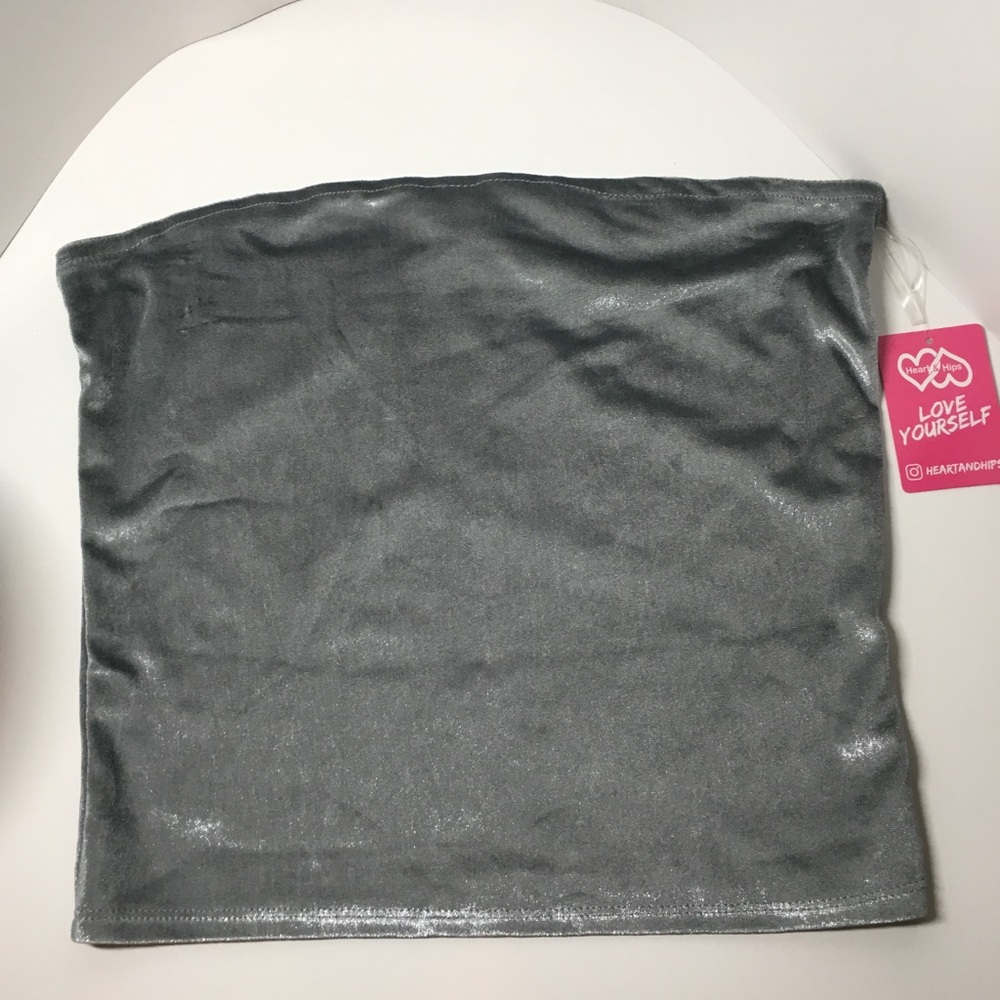 Gray/Silver strapless top